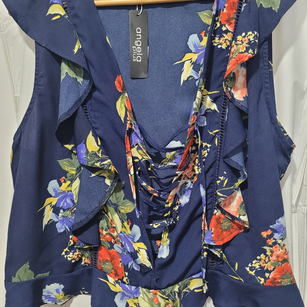 Floral wrap skirt and lace front top set